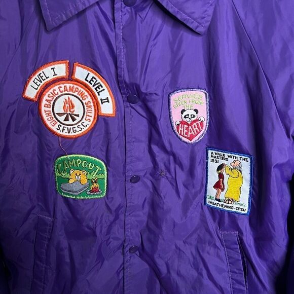 Vintage 80s/90s Girls Scouts Patched Up Jacket 18/20 - Picture 2 of 6